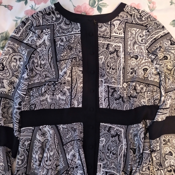 Boho Paisley Geometric Print Dress Uneven Hem - Picture 4 of 9